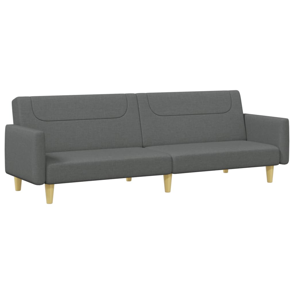2-Seater Sofa Bed with Footstool Dark Grey Fabric