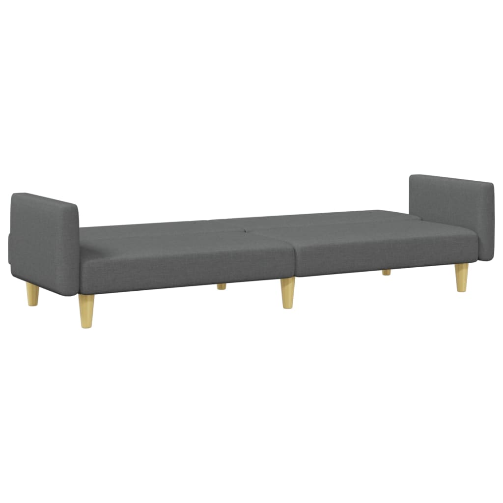 2-Seater Sofa Bed with Footstool Dark Grey Fabric