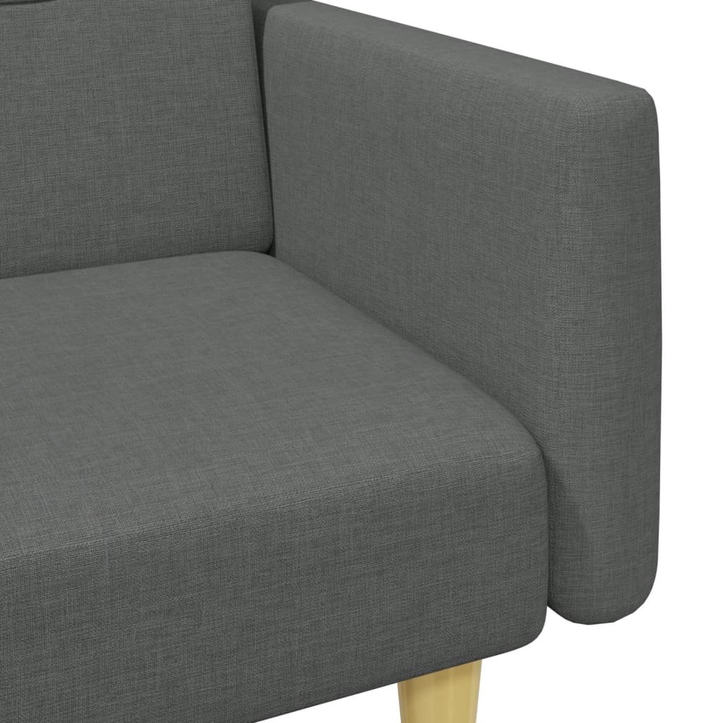2-Seater Sofa Bed with Footstool Dark Grey Fabric