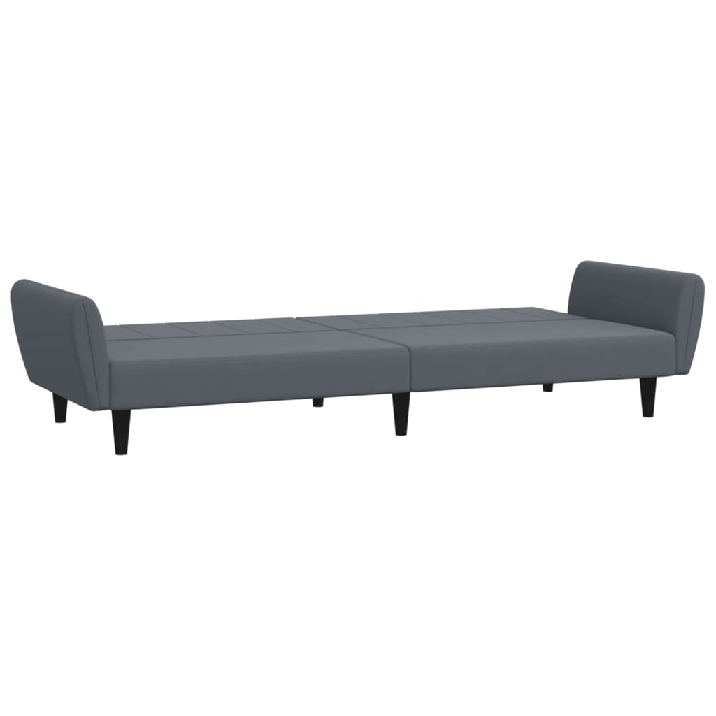 2-Seater Sofa Bed with Footstool Dark Grey Velvet