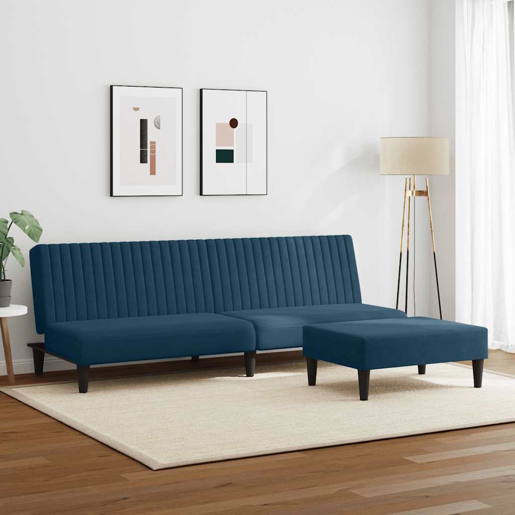 2 Piece Sofa Set Blue Velvet