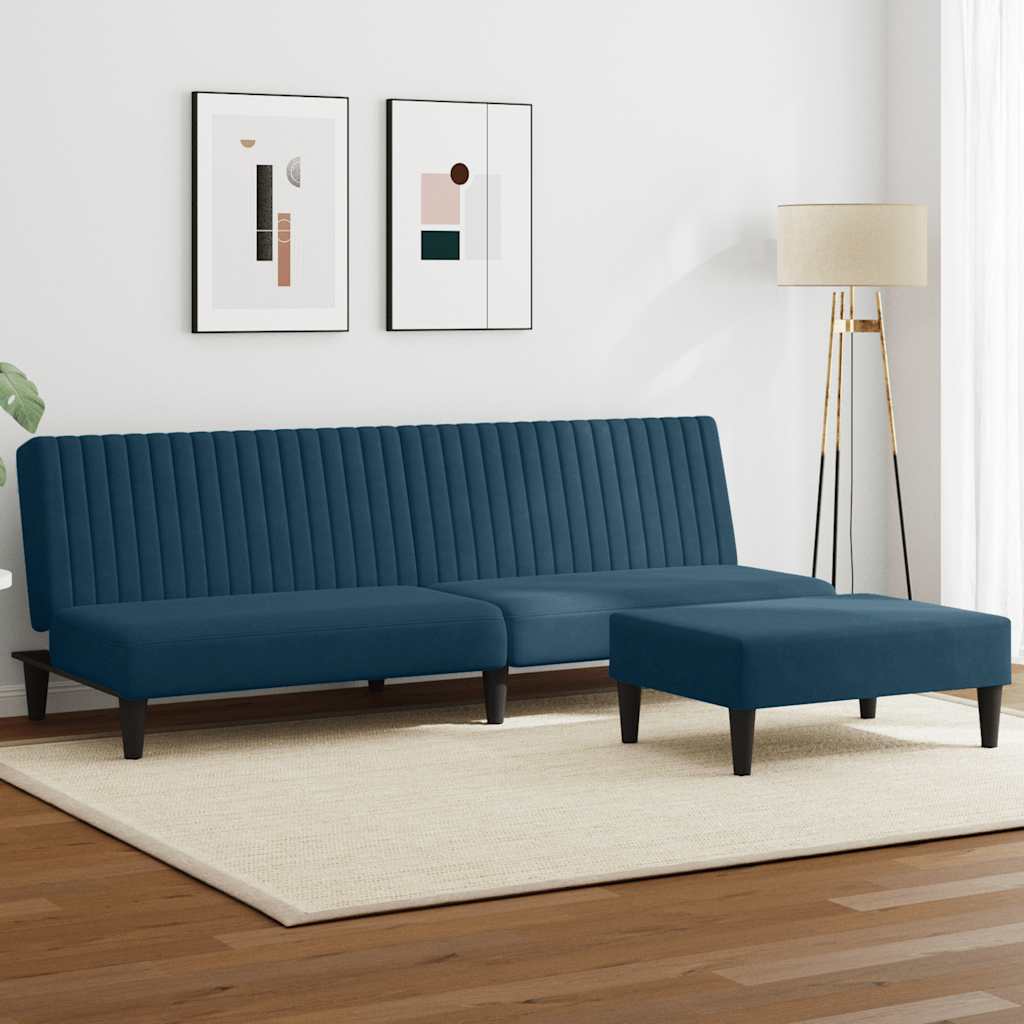 2 Piece Sofa Set Blue Velvet