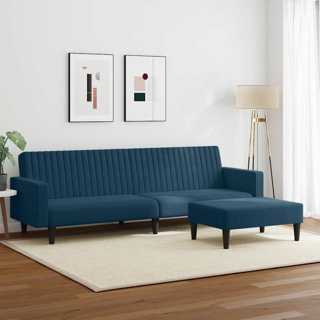 2 Piece Sofa Set Blue Velvet