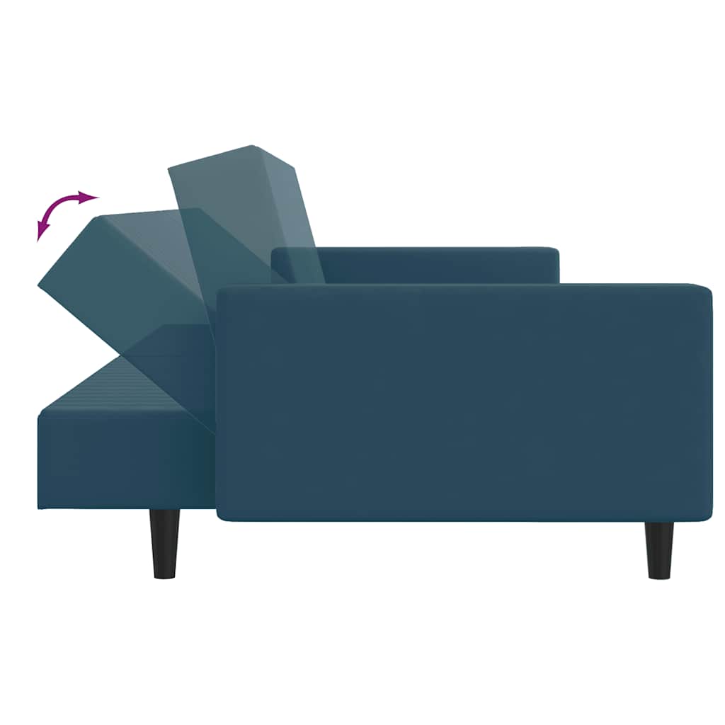 2 Piece Sofa Set Blue Velvet