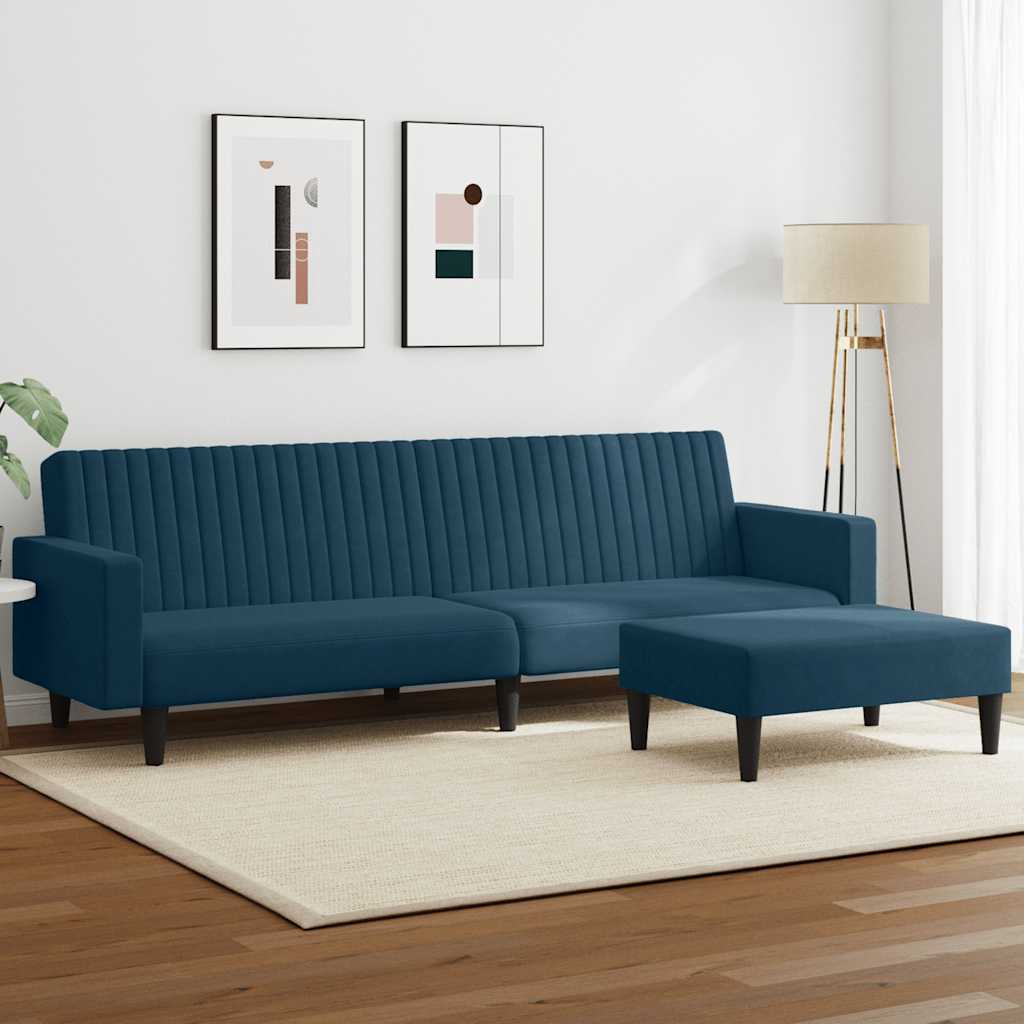2 Piece Sofa Set Blue Velvet