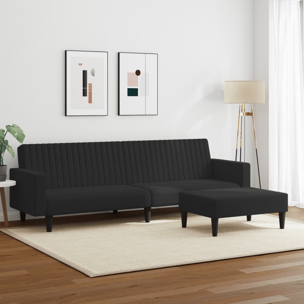 2 Piece Sofa Set Black Velvet