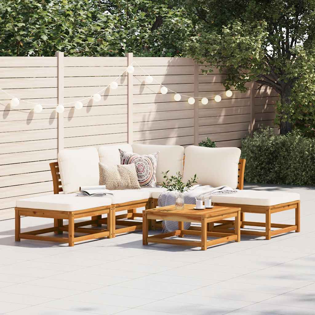 6 Piece Garden Lounge Set with Cushions Solid Wood Acacia