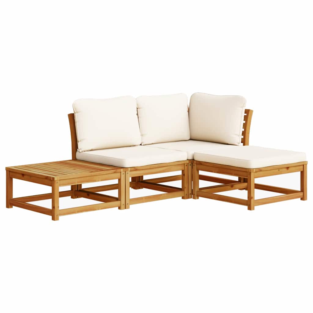 4 Piece Garden Lounge Set with Cushions Solid Wood Acacia
