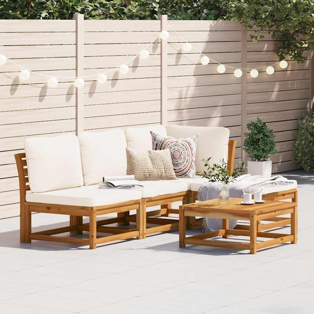 5 Piece Garden Lounge Set with Cushions Solid Wood Acacia