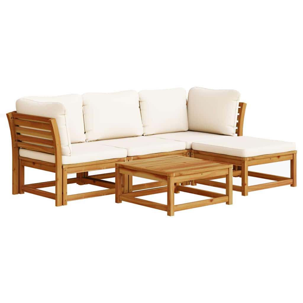 5 Piece Garden Lounge Set with Cushions Solid Wood Acacia