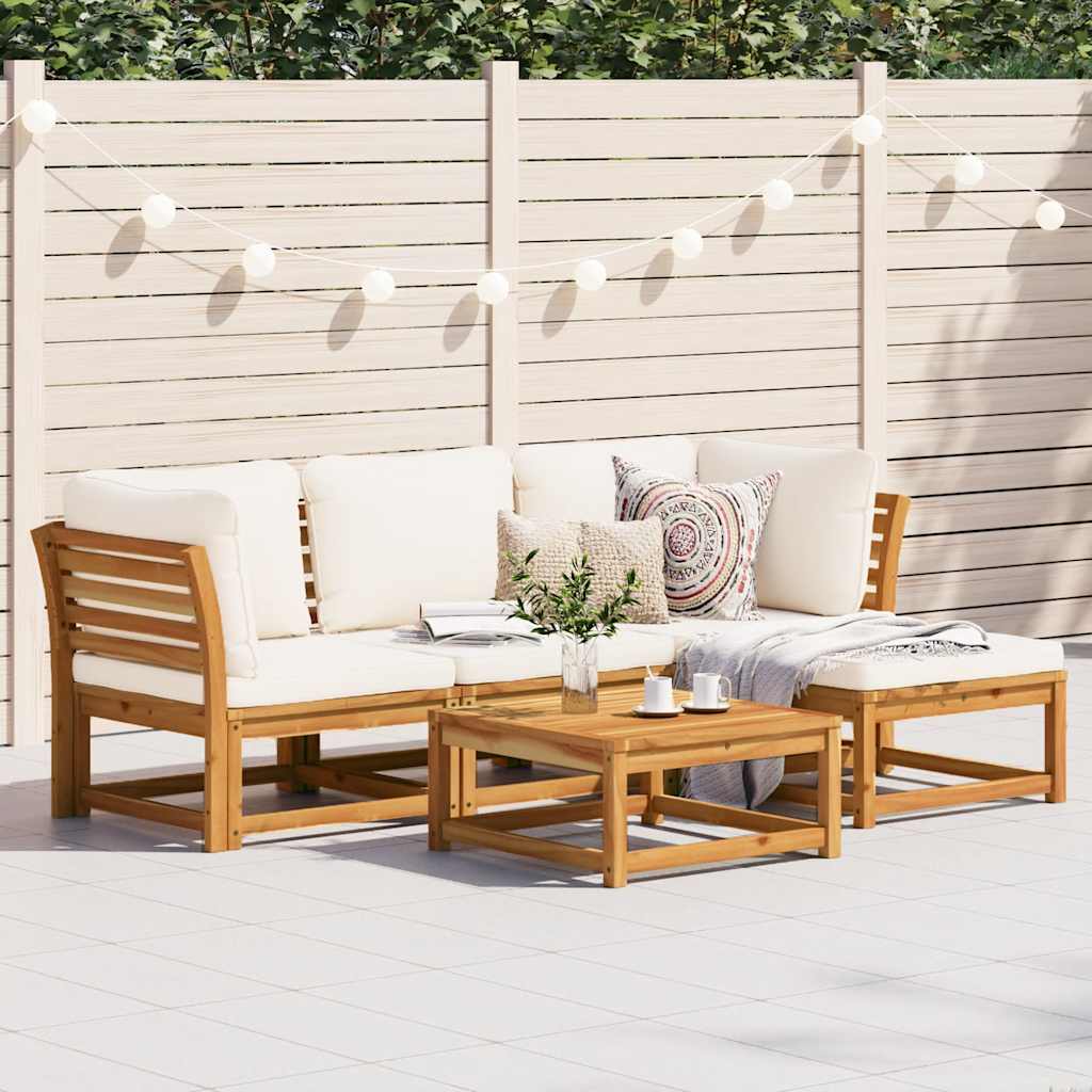 5 Piece Garden Lounge Set with Cushions Solid Wood Acacia
