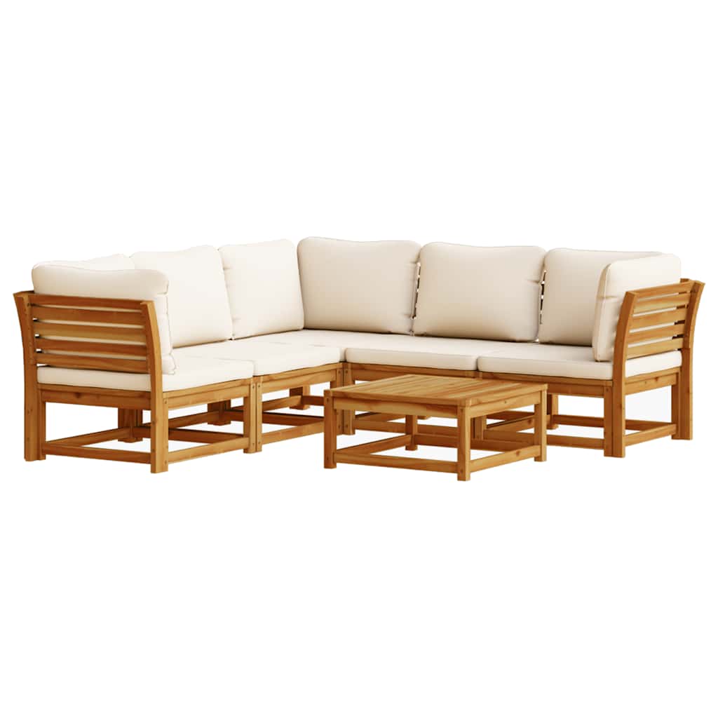 6 Piece Garden Lounge Set with Cushions Solid Wood Acacia