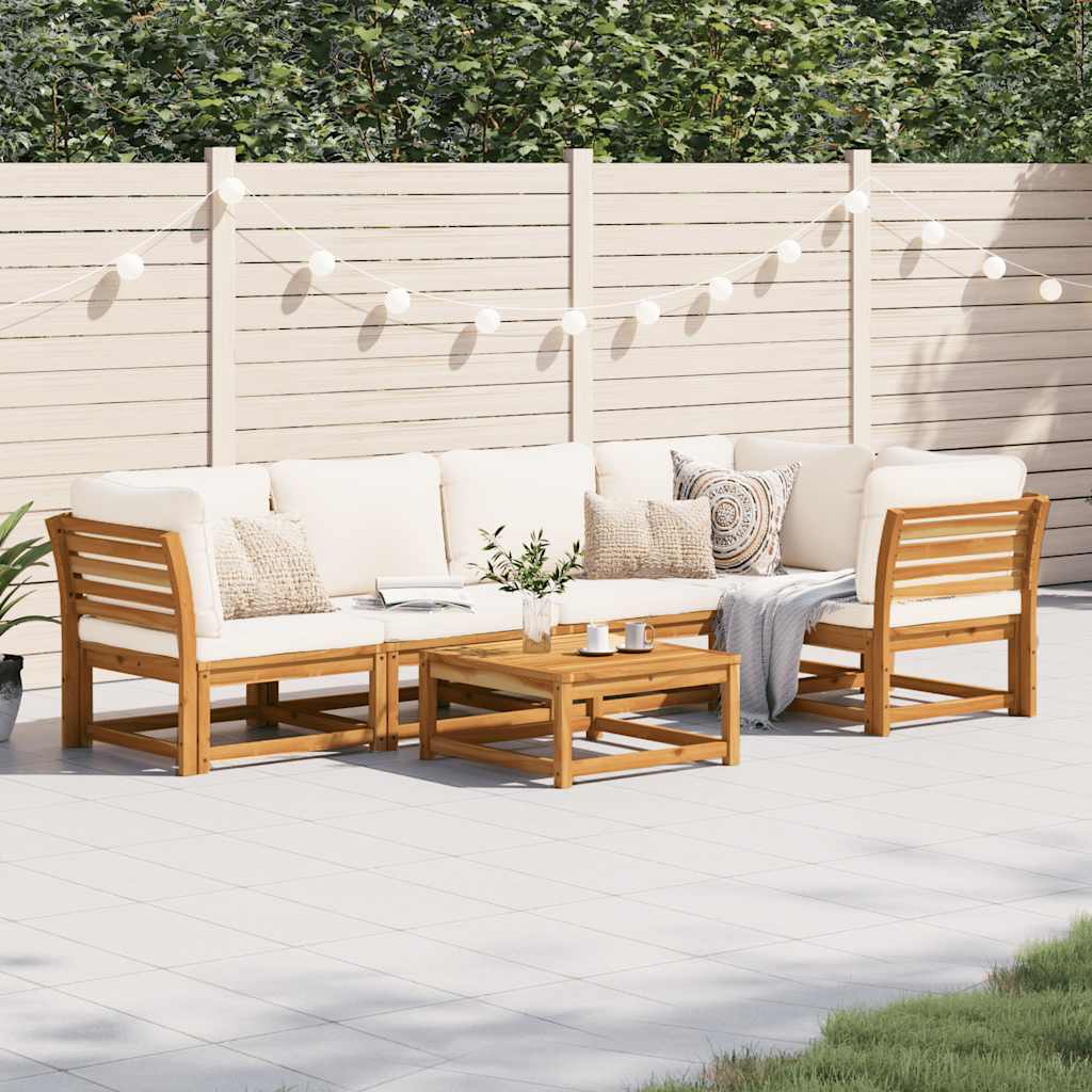 6 Piece Garden Lounge Set with Cushions Solid Wood Acacia