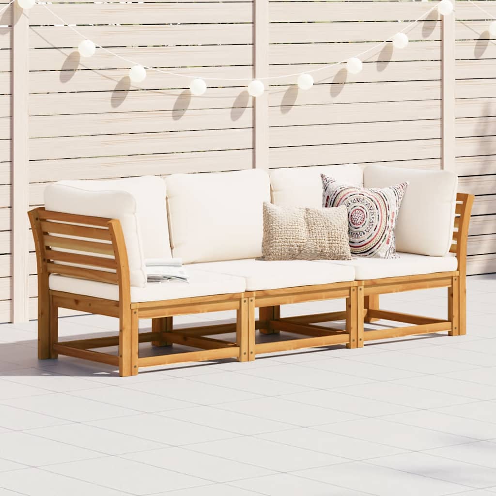3 Piece Garden Lounge Set with Cushions Solid Wood Acacia