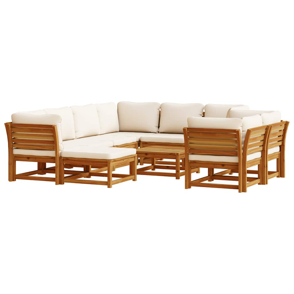 10 Piece Garden Lounge Set with Cushions Solid Wood Acacia