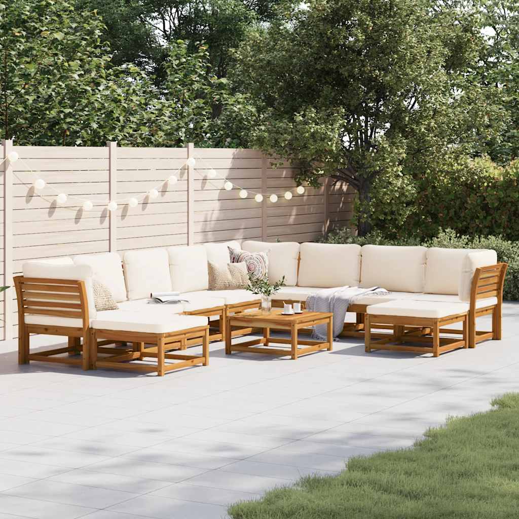 11 Piece Garden Lounge Set with Cushions Solid Wood Acacia