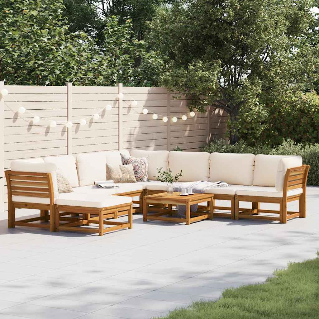 9 Piece Garden Lounge Set with Cushions Solid Wood Acacia