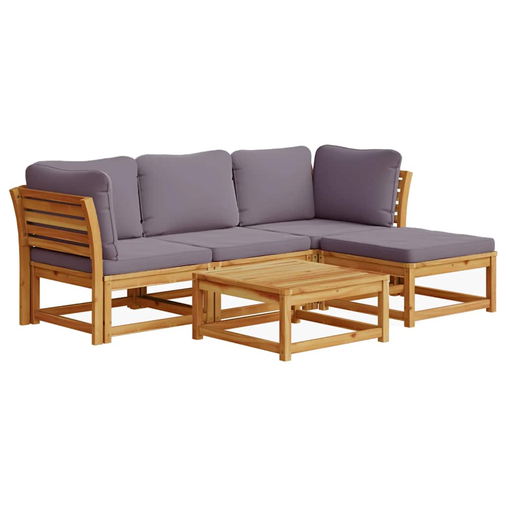 5 Piece Garden Lounge Set with Cushions Solid Wood Acacia