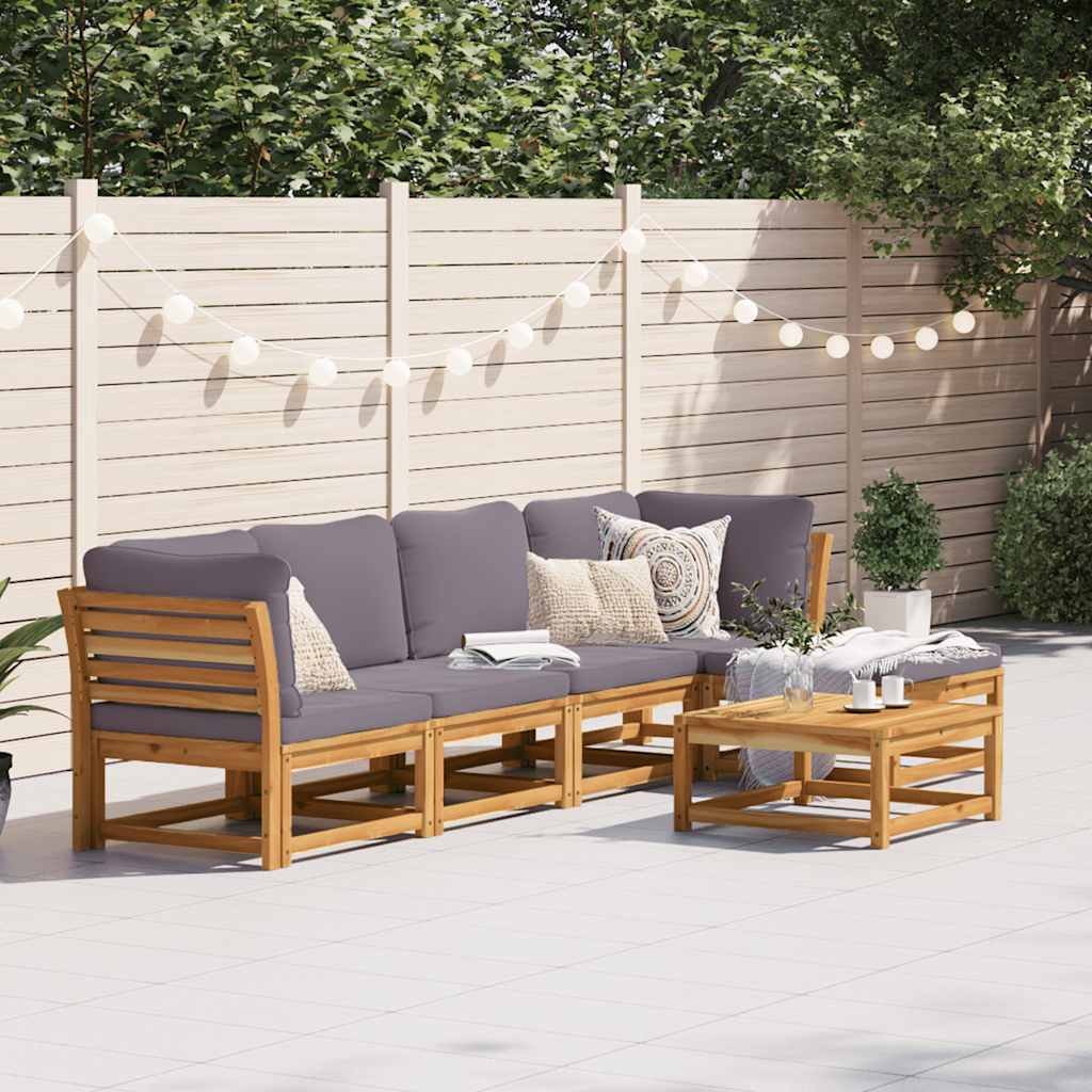 6 Piece Garden Lounge Set with Cushions Solid Wood Acacia