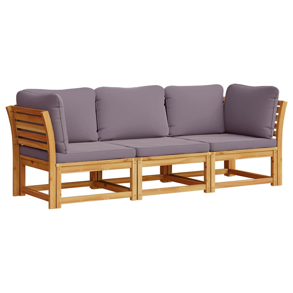 3 Piece Garden Lounge Set with Cushions Solid Wood Acacia