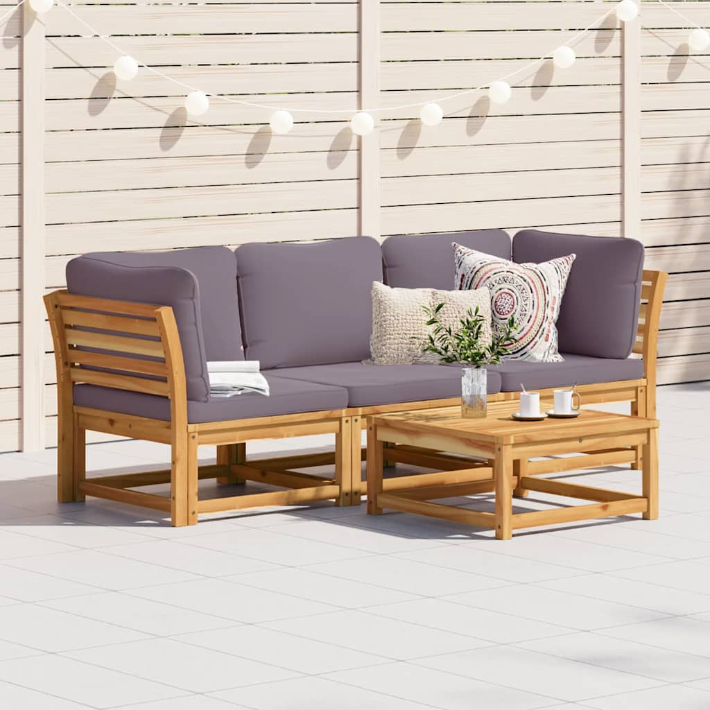 3 Piece Garden Lounge Set with Cushions Solid Wood Acacia