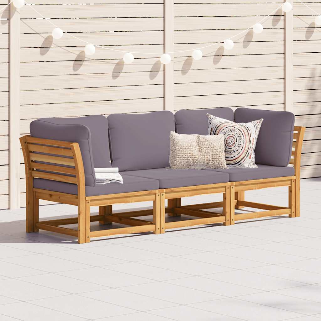 3 Piece Garden Lounge Set with Cushions Solid Wood Acacia
