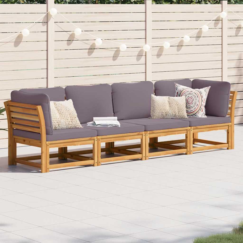 4 Piece Garden Lounge Set with Cushions Solid Wood Acacia