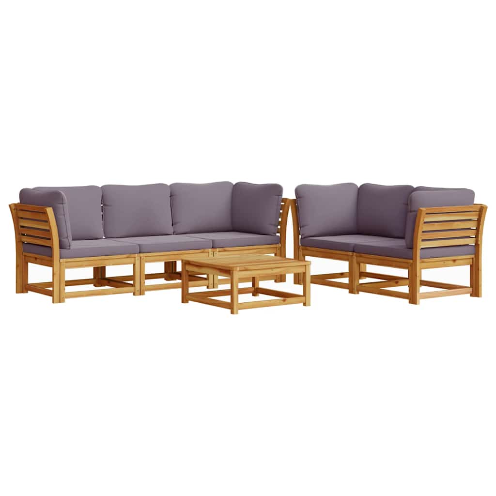6 Piece Garden Lounge Set with Cushions Solid Wood Acacia