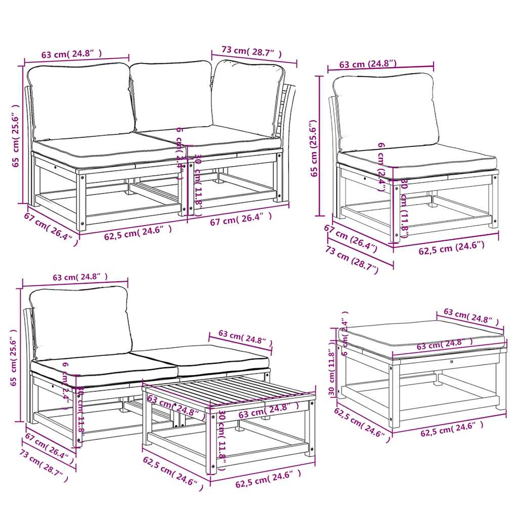 11 Piece Garden Lounge Set with Cushions Solid Wood Acacia