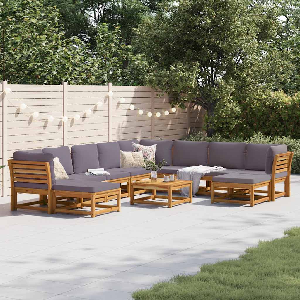 11 Piece Garden Lounge Set with Cushions Solid Wood Acacia