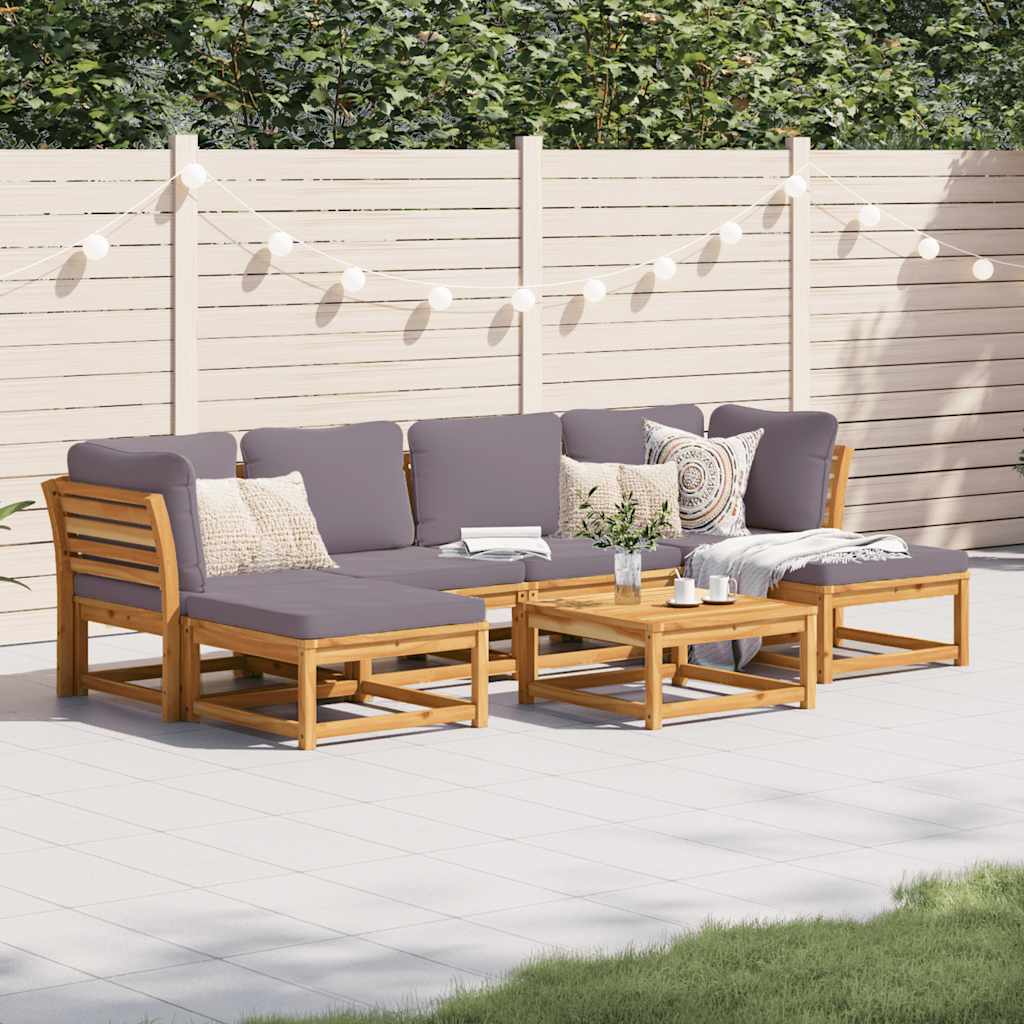 7 Piece Garden Lounge Set with Cushions Solid Wood Acacia
