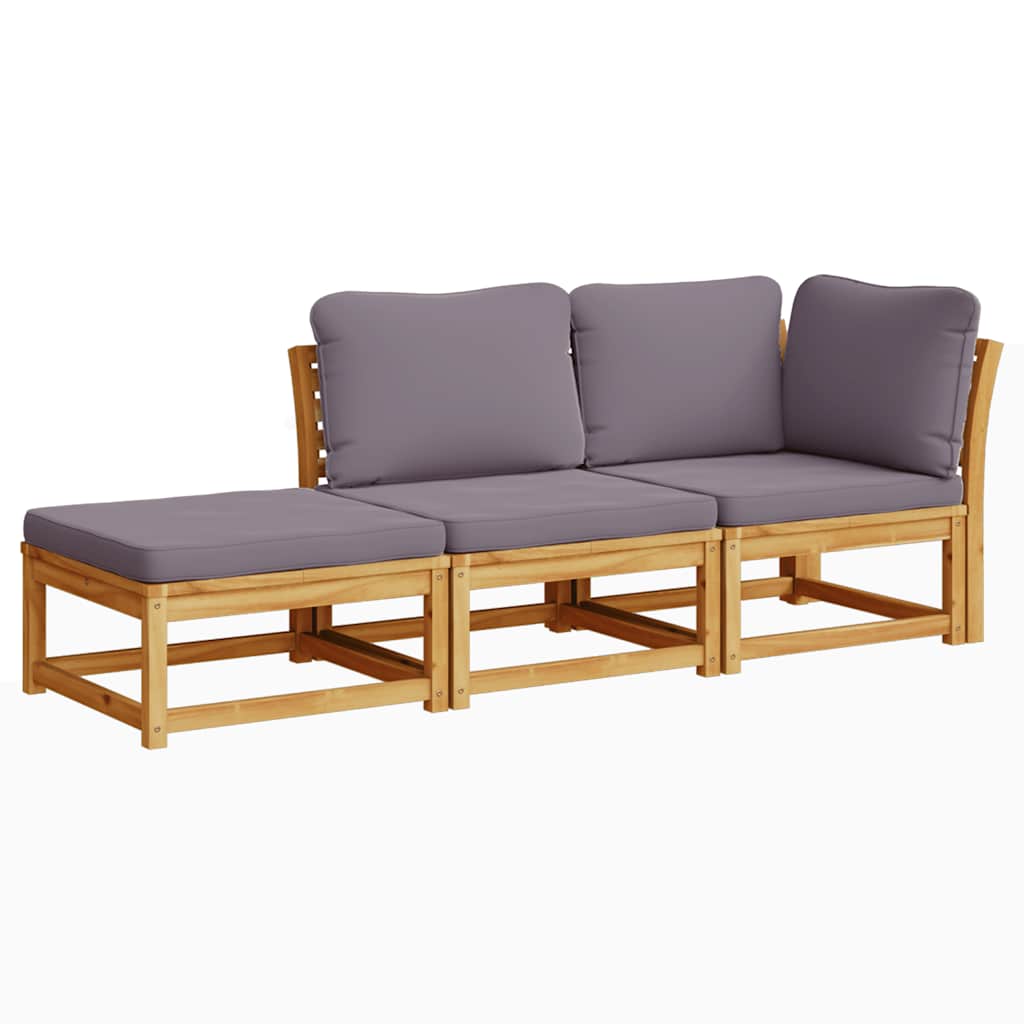 3 Piece Garden Lounge Set with Cushions Solid Wood Acacia