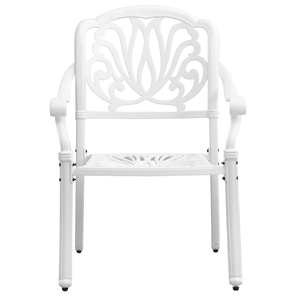 7 Piece Garden Dining Set White Cast Aluminium