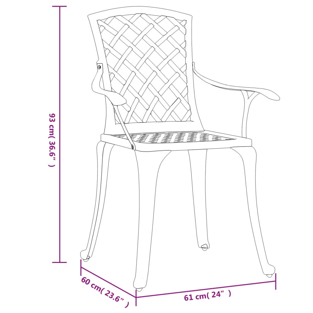 Garden Chairs 6 pcs Cast Aluminium Bronze