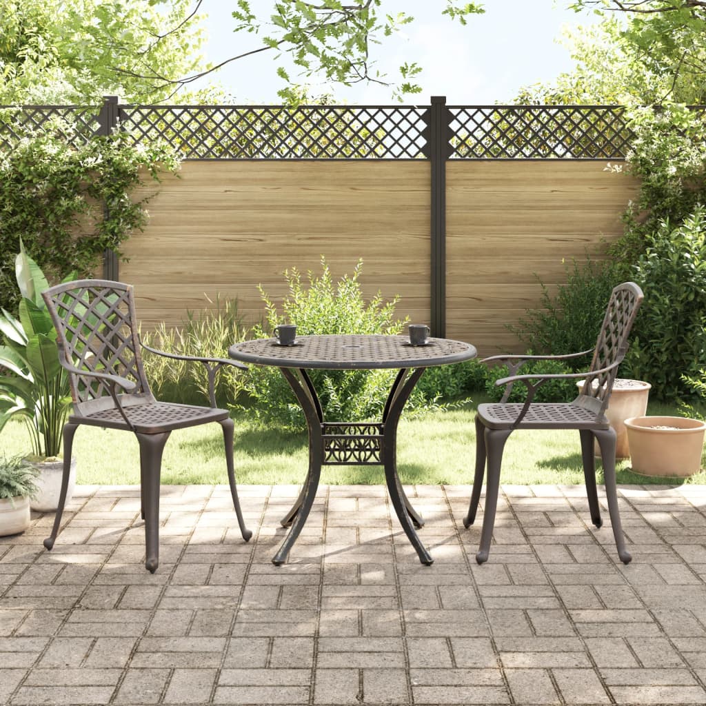 3 Piece Bistro Set Bronze Cast Aluminium