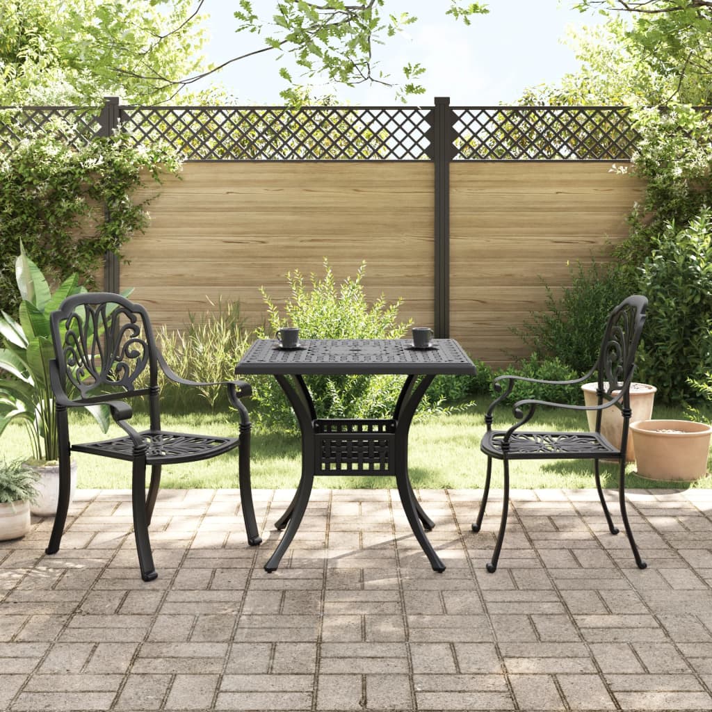 3 Piece Bistro Set Black Cast Aluminium