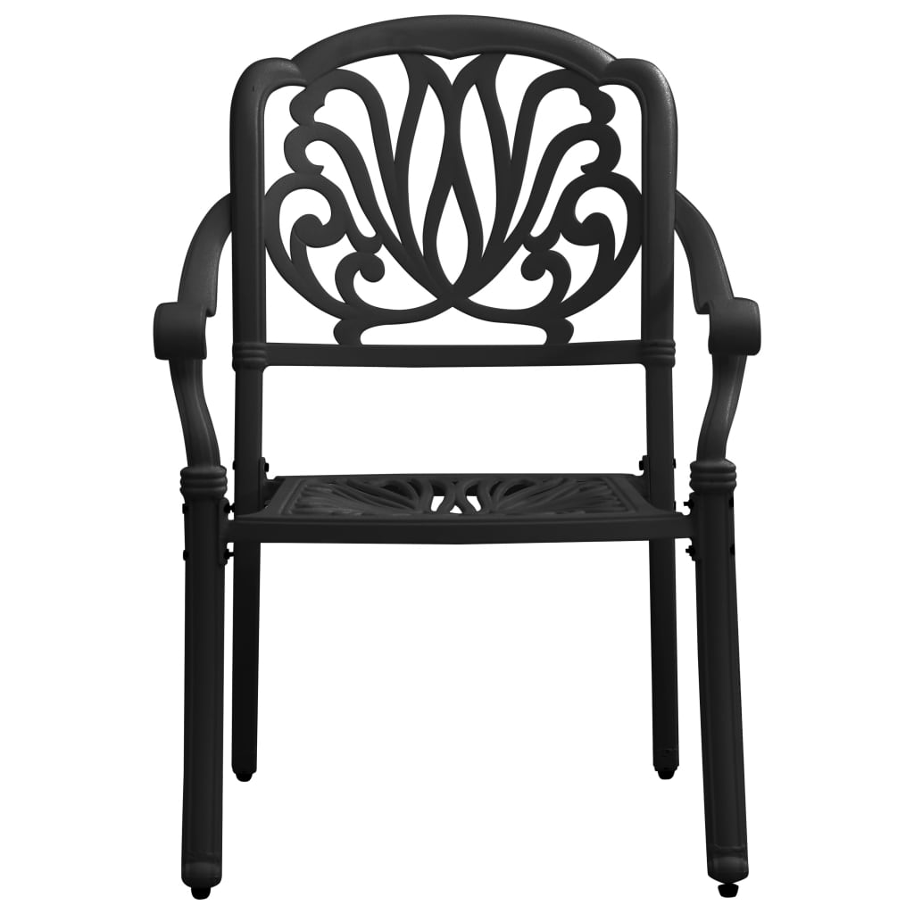 5 Piece Garden Dining Set Black Cast Aluminium