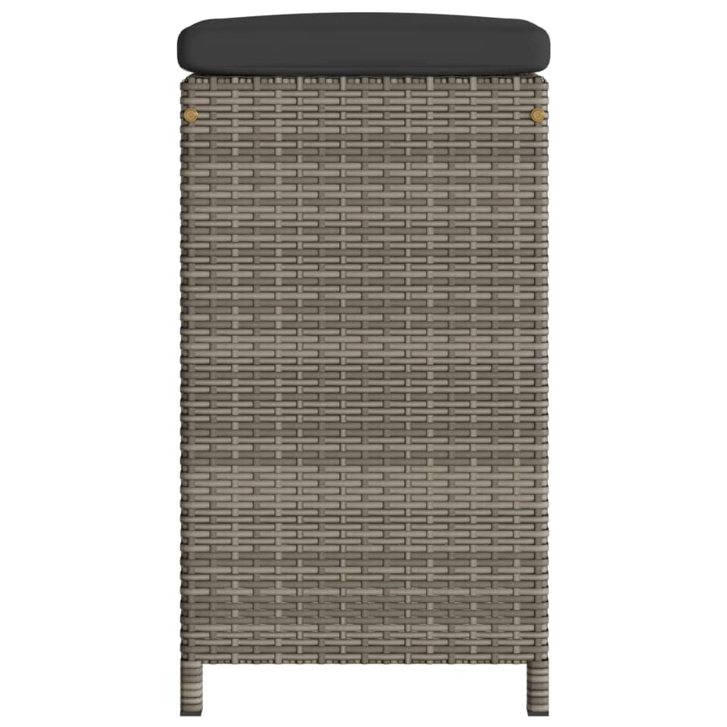 Garden Bar Stools with Cushions 2 pcs Grey Poly Rattan