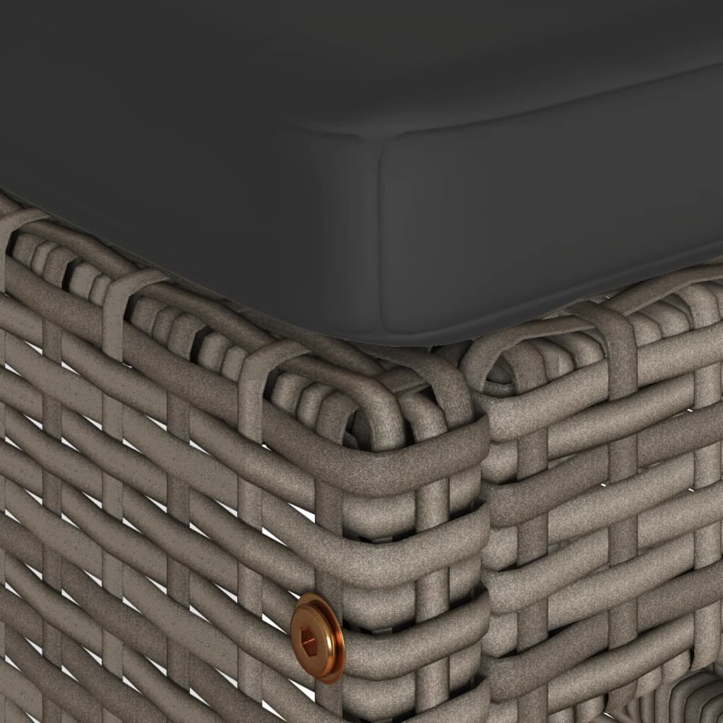 Garden Bar Stools with Cushions 2 pcs Grey Poly Rattan