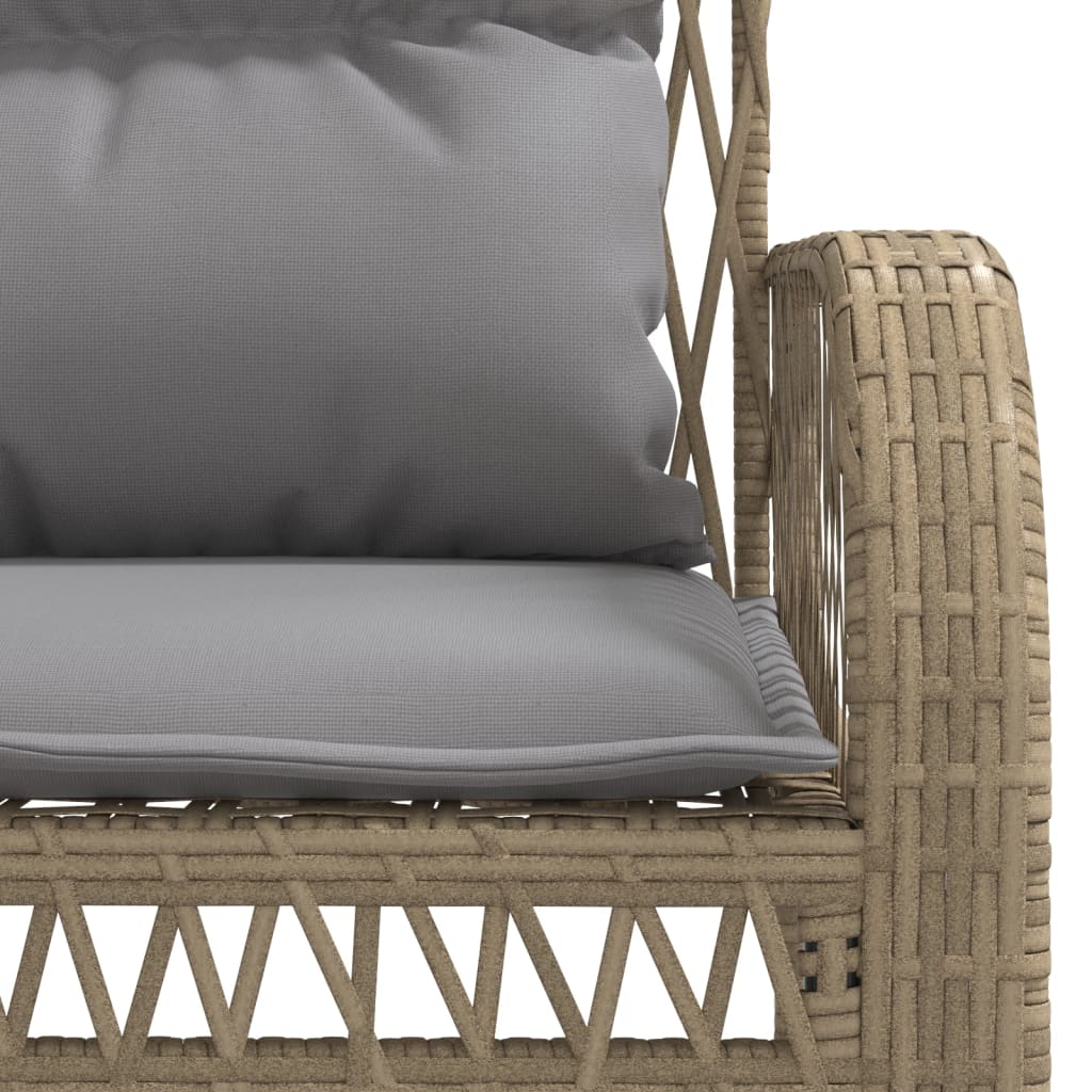 4 Piece Garden Sofa Set with Cushions Beige Poly Rattan