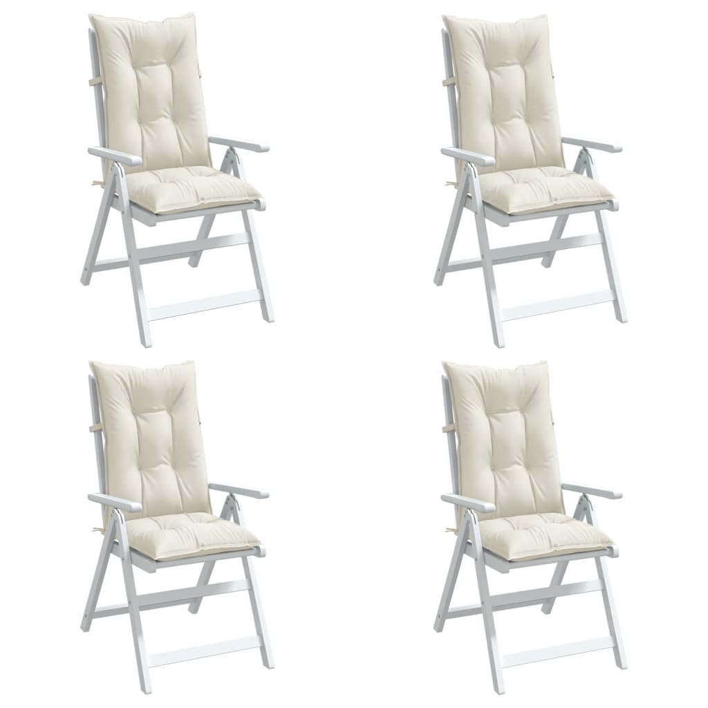 Highback Chair Cushions 4 pcs Melange Cream 120x50x7 cm Fabric