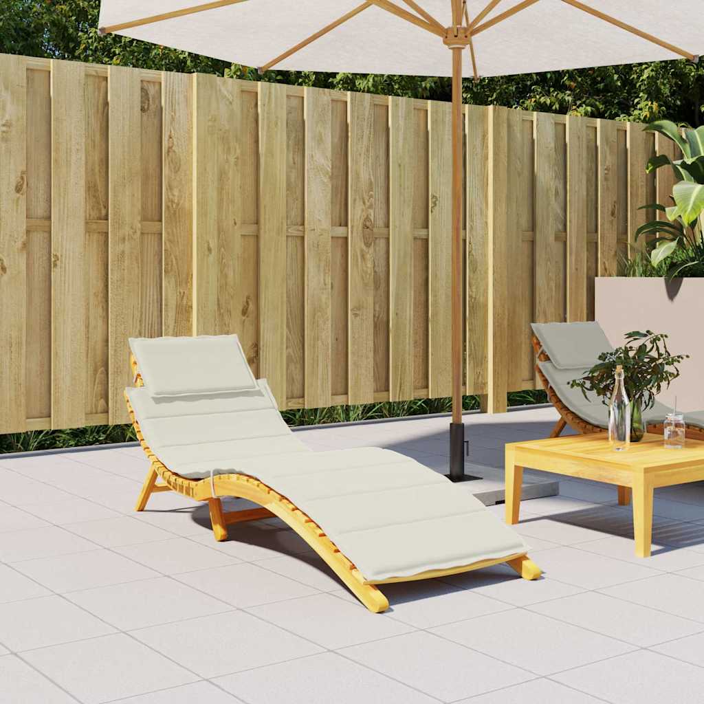 Sun Lounger Cushion Melange Cream 186x58x4 cm Fabric