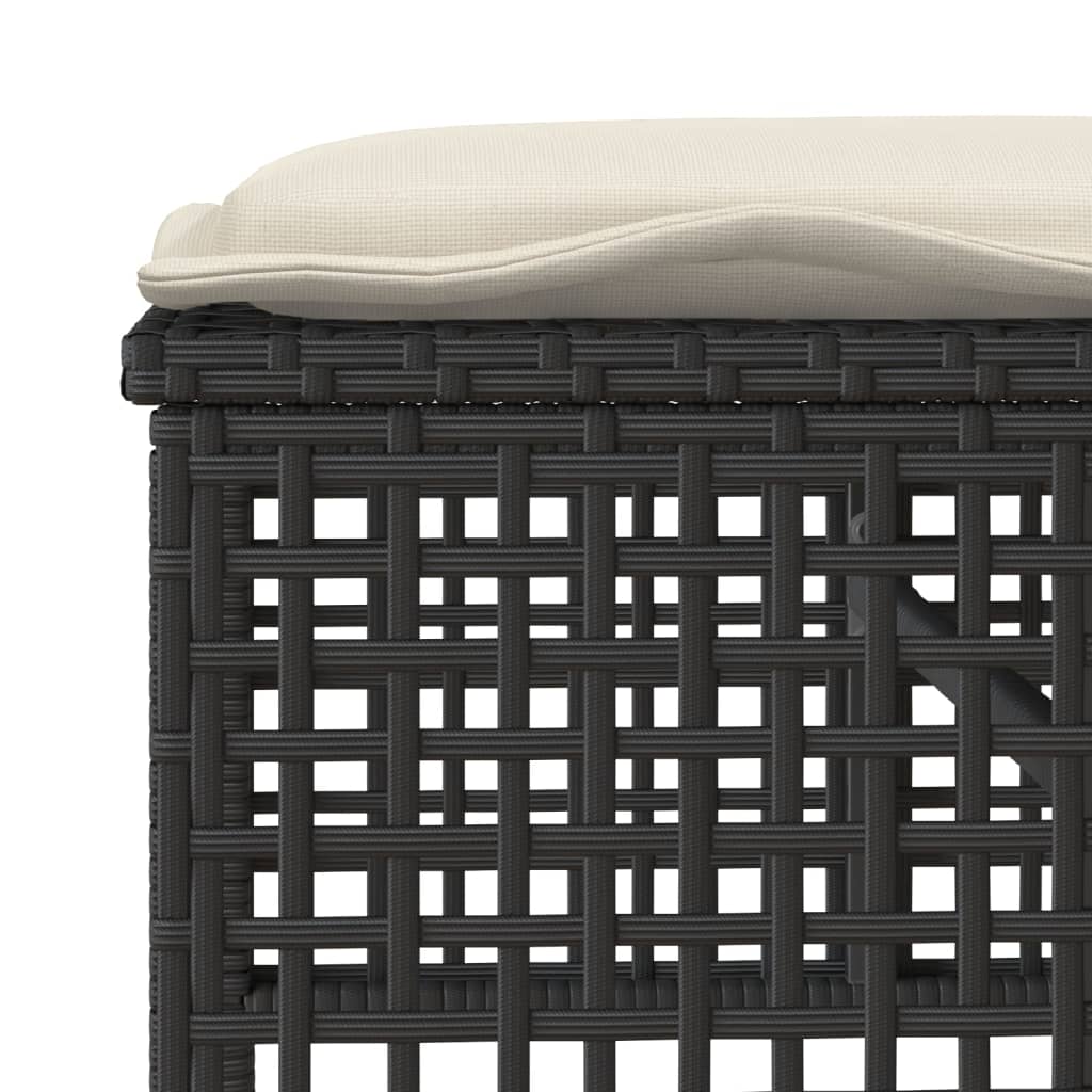 4 Piece Garden Sofa Set with Cushions Black Poly Rattan Glass