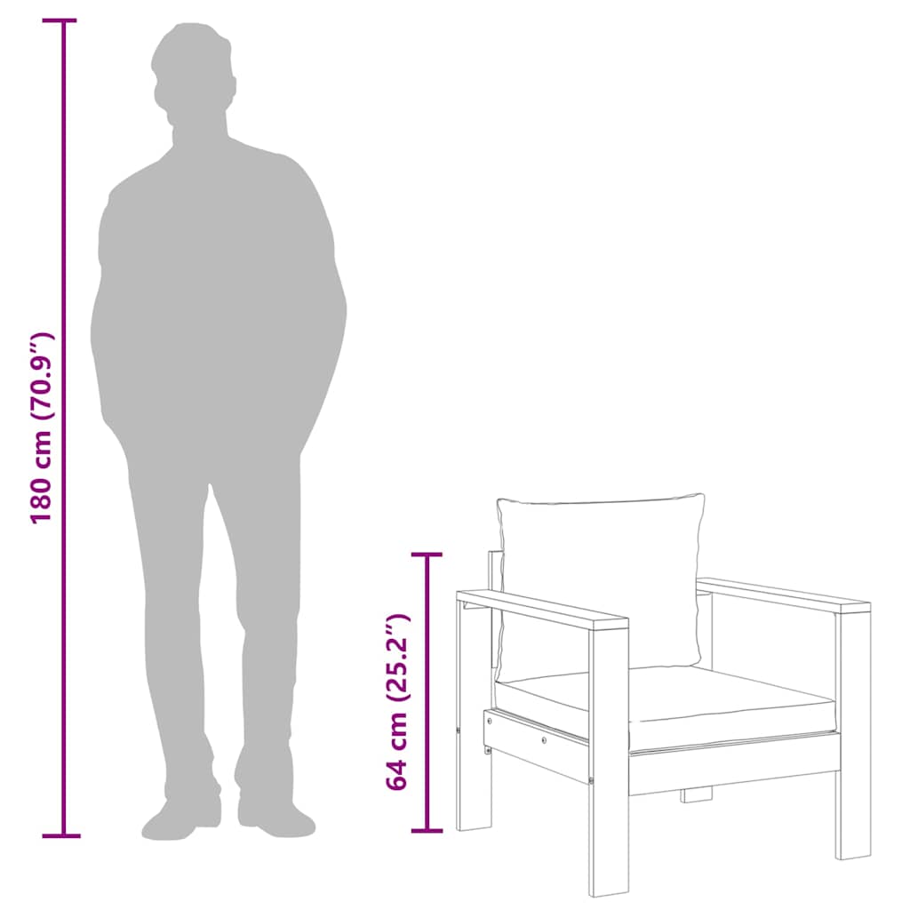 Garden Chair with Cushions Solid Wood Acacia