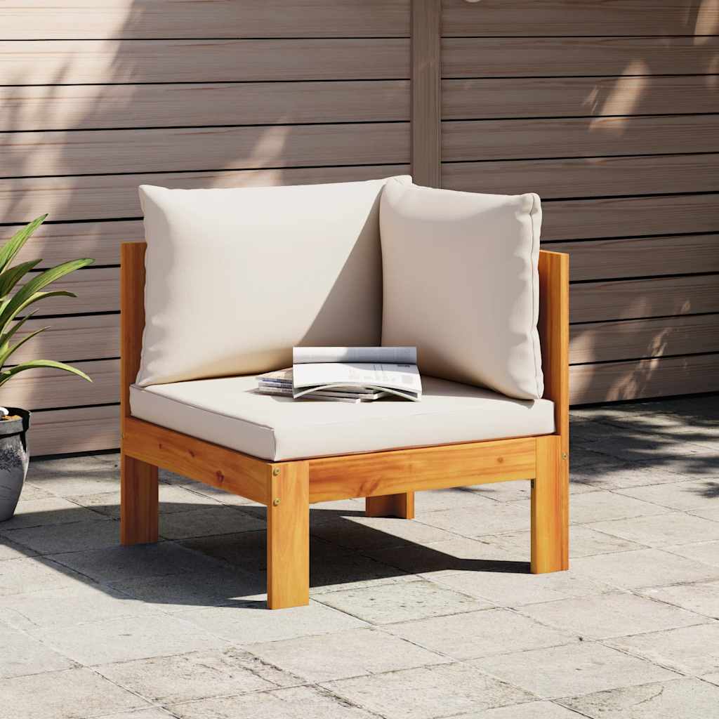 Garden Sofa Corner with Cushions Solid Wood Acacia