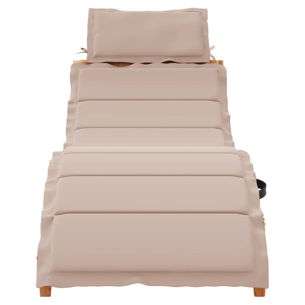 Sun lounger Solid Acacia Wood Taupe