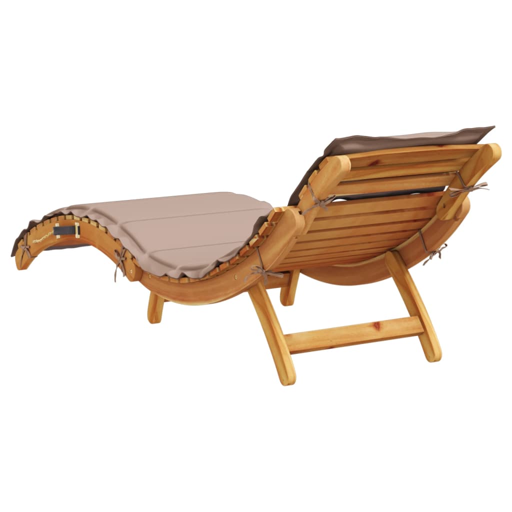 Sun lounger Solid Acacia Wood Taupe