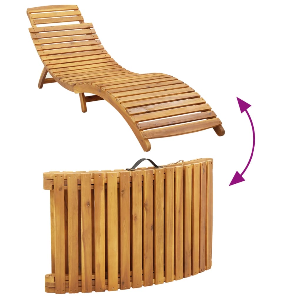 Sun lounger Solid Acacia Wood Taupe