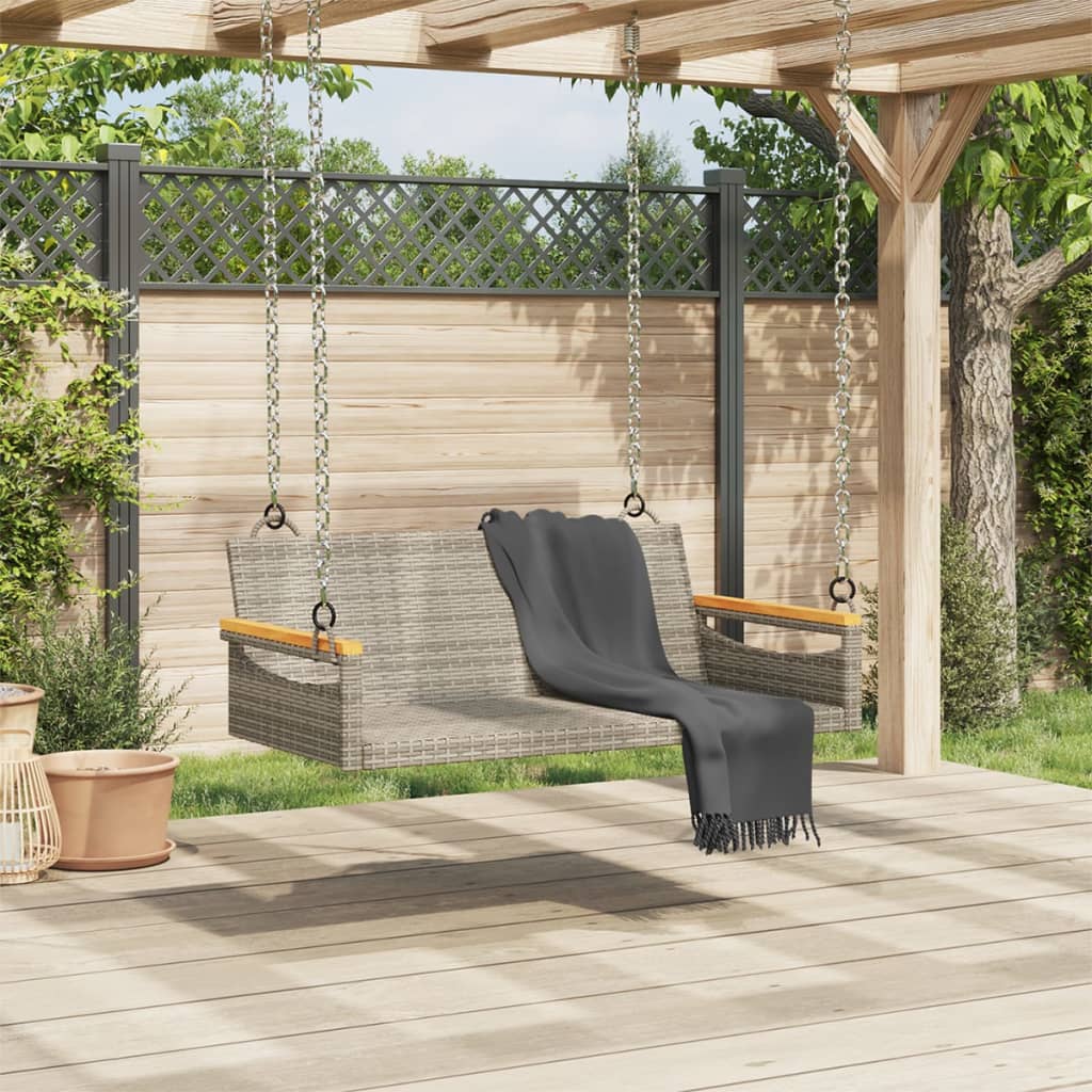 Swing Bench Grey 109x62x40 cm Poly Rattan