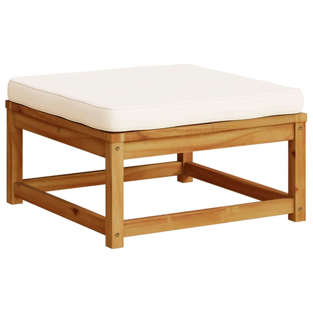Garden Footstool with Cushions Solid Wood Acacia